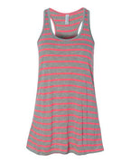 BELLA + CANVAS Women's Flowy Racerback Tank - Athletic Heather/ Neon Pink