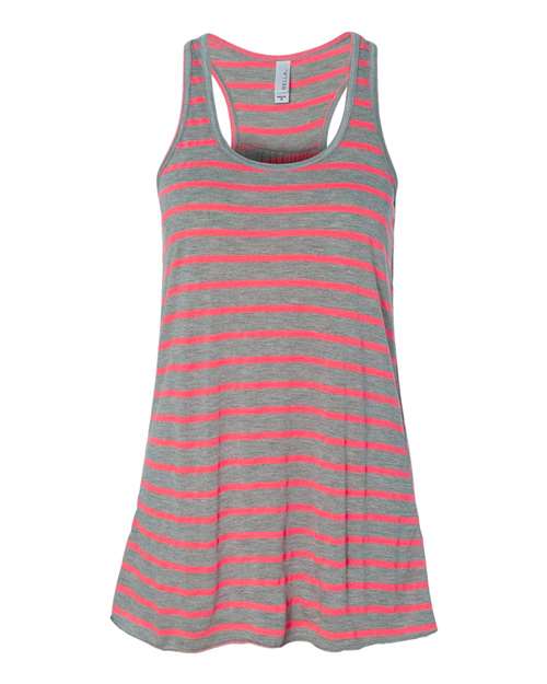 BELLA + CANVAS Women's Flowy Racerback Tank - Athletic Heather/ Neon Pink