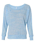 BELLA + CANVAS Women’s Flowy Off Shoulder Long Sleeve Tee - Blue Marble