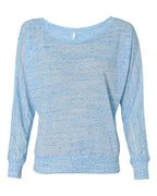 BELLA + CANVAS Women’s Flowy Off Shoulder Long Sleeve Tee - Blue Marble