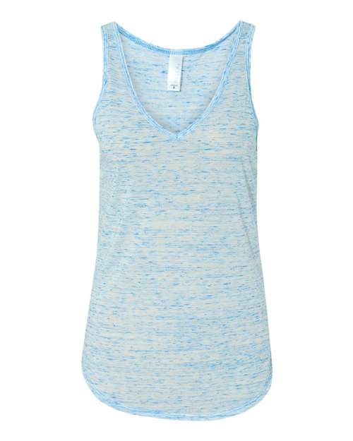 BELLA + CANVAS Women's Flowy V-Neck Tank - Blue Marble
