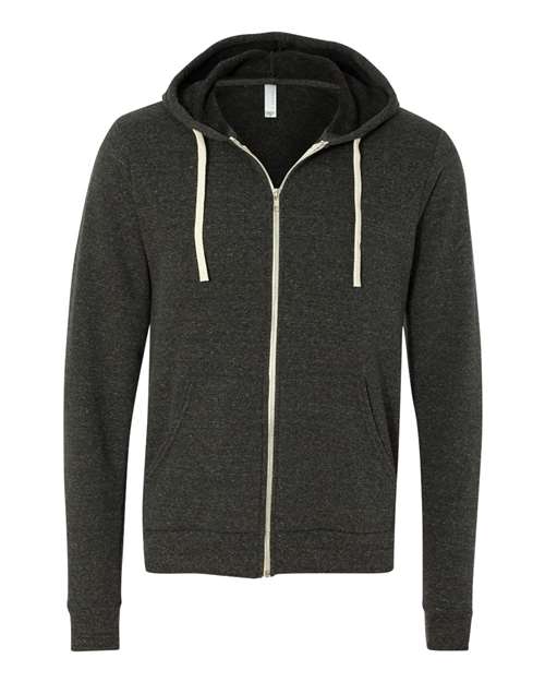 BELLA + CANVAS Unisex Triblend Sponge Fleece Full-Zip Hoodie Sweatshirt - Charcoal Black Triblend