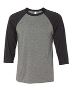 BELLA + CANVAS Unisex Three-Quarter Sleeve Baseball Tee - Grey/ Charcoal Black Triblend