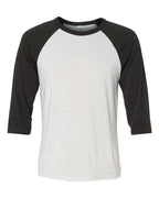 BELLA + CANVAS Unisex Three-Quarter Sleeve Baseball Tee - White Fleck/ Charcoal Triblend