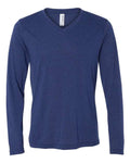 BELLA + CANVAS Unisex Long Sleeve V-Neck Tee - Navy Triblend
