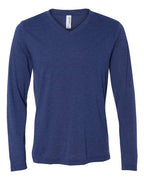 BELLA + CANVAS Unisex Long Sleeve V-Neck Tee - Navy Triblend