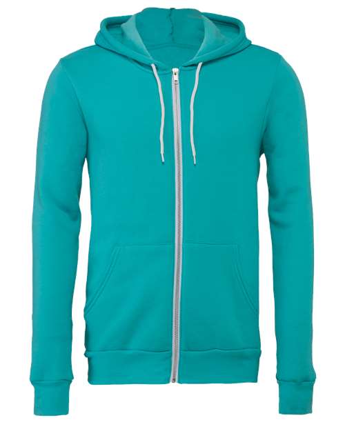 BELLA + CANVAS Unisex Sponge Fleece Full-Zip Hoodie Sweatshirt (Part 2 of 3) - Teal