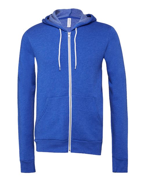 BELLA + CANVAS Unisex Sponge Fleece Full-Zip Hoodie Sweatshirt (Part 2 of 3) - True Royal