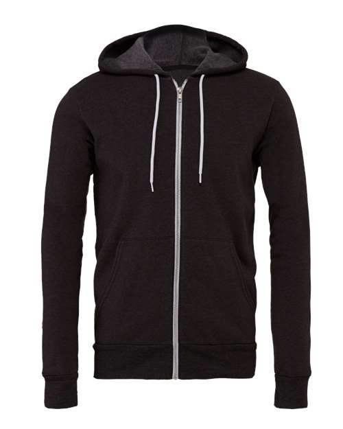 BELLA + CANVAS Unisex Sponge Fleece Full-Zip Hoodie Sweatshirt (Part 1 of 3) - Dark Grey Heather