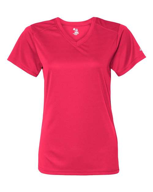 Badger Women’s B-Core V-Neck T-Shirt (Part 1 of 2) - Hot Coral
