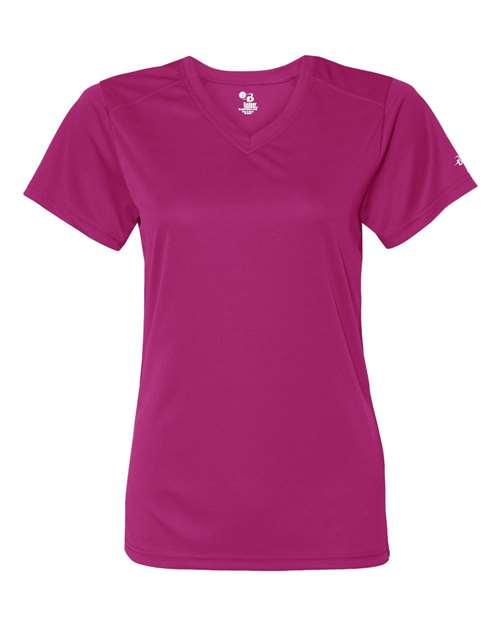 Badger Women’s B-Core V-Neck T-Shirt (Part 1 of 2) - Hot Pink