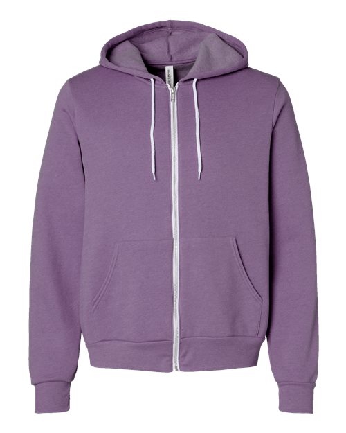 BELLA + CANVAS Unisex Sponge Fleece Full-Zip Hoodie Sweatshirt (Part 2 of 3) - Heather Team Purple