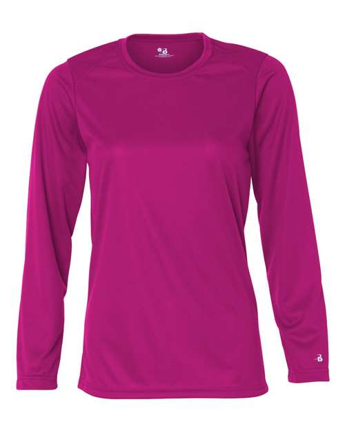 Badger Women's B-Core Long Sleeve T-Shirt (Part 1 of 2) - Hot Pink