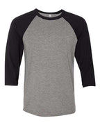 BELLA + CANVAS Unisex Three-Quarter Sleeve Baseball Tee - Deep Heather/ Black