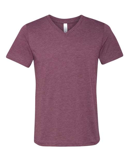BELLA + CANVAS Unisex Triblend V-Neck Tee - Maroon Triblend