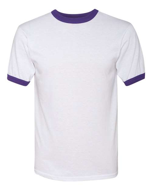 Augusta Sportswear Unisex 50/50 Ringer T-Shirt (Part 2 of 2) - White/ Purple