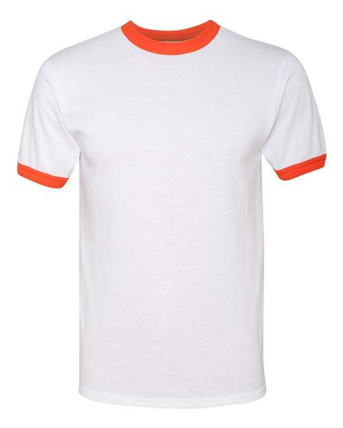 Augusta Sportswear Unisex 50/50 Ringer T-Shirt (Part 2 of 2) - White/ Orange