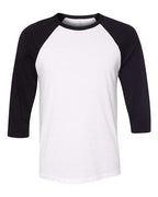 BELLA + CANVAS Unisex Three-Quarter Sleeve Baseball Tee - White/ Black