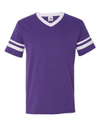 Augusta Sportswear V-Neck Jersey with Striped Sleeves (Part 2 of 2) - Purple/ White