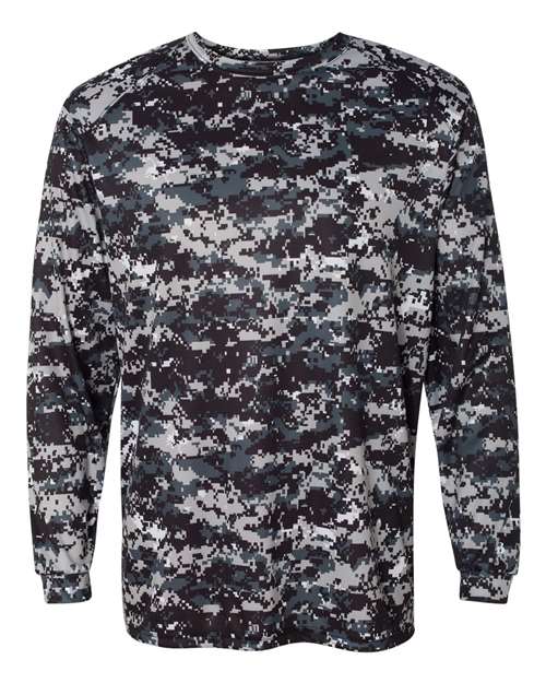 Badger Men's Digital Camo Long Sleeve T-Shirt (Part 1 of 2) - Black Digital