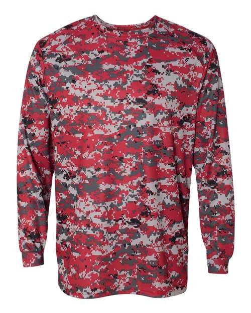 Badger Men's Digital Camo Long Sleeve T-Shirt (Part 1 of 2) - Red Digital
