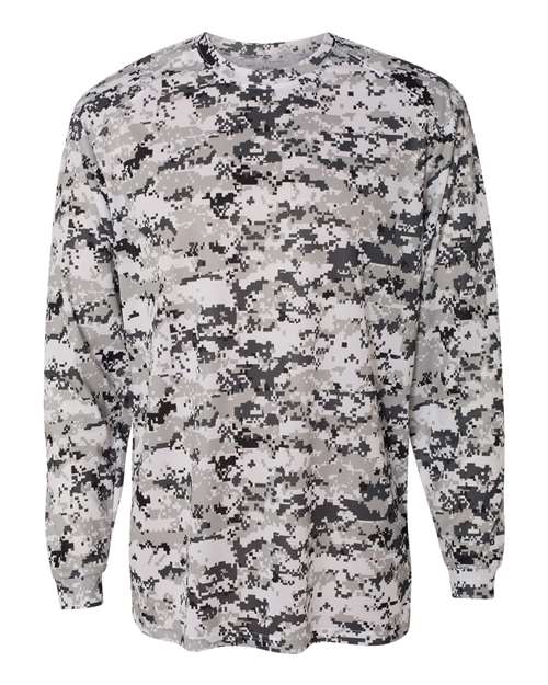 Badger Men's Digital Camo Long Sleeve T-Shirt (Part 2 of 2) - White Digital