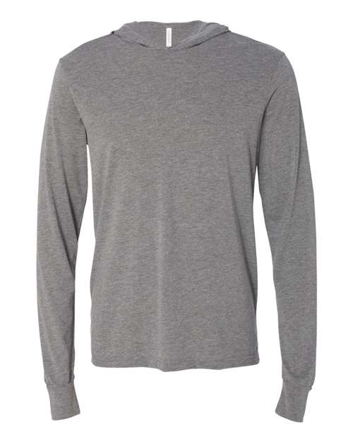 BELLA + CANVAS Unisex Jersey Hooded Long Sleeve Tee - Grey Triblend