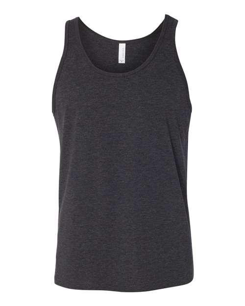 BELLA + CANVAS Jersey Tank - Charcoal Black Triblend/ Solid Black Triblend