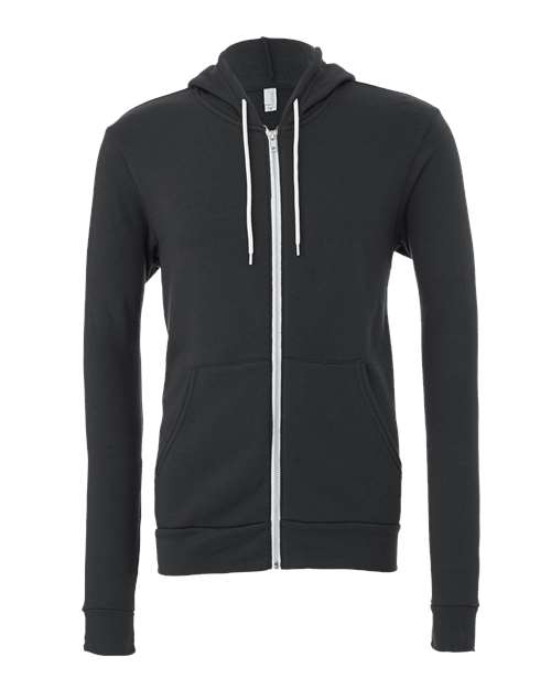 BELLA + CANVAS Unisex Sponge Fleece Full-Zip Hoodie Sweatshirt (Part 1 of 3) - Dark Grey