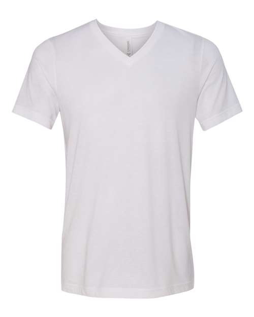 BELLA + CANVAS Unisex Triblend V-Neck Tee - Solid White Triblend