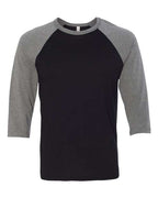 BELLA + CANVAS Unisex Three-Quarter Sleeve Baseball Tee - Black/ Deep Heather