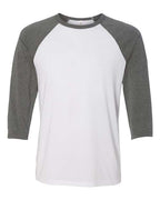 BELLA + CANVAS Unisex Three-Quarter Sleeve Baseball Tee - White/ Deep Heather