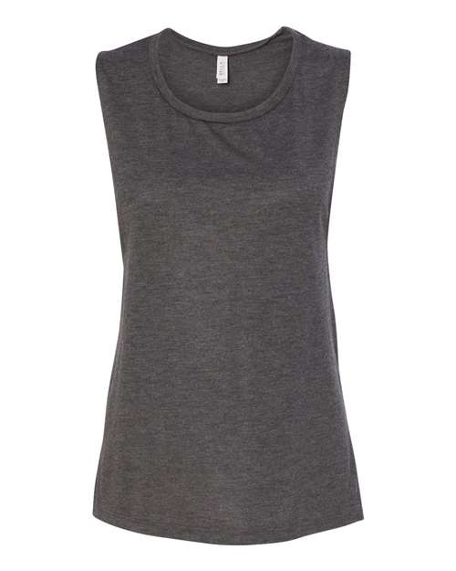 BELLA + CANVAS Women's Flowy Scoop Muscle Tank - Dark Grey Heather