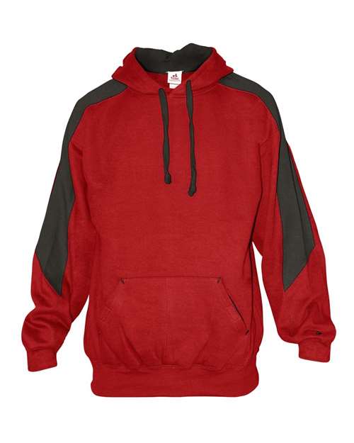 Badger Unisex Saber Hooded Sweatshirt - Red/ Charcoal