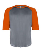 Badger Youth B-Core Three-Quarter Sleeve Baseball T-Shirt - Graphite/ Burnt Orange