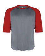 Badger Youth B-Core Three-Quarter Sleeve Baseball T-Shirt - Graphite/ Red