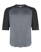 Badger Youth B-Core Three-Quarter Sleeve Baseball T-Shirt - Graphite/ Black
