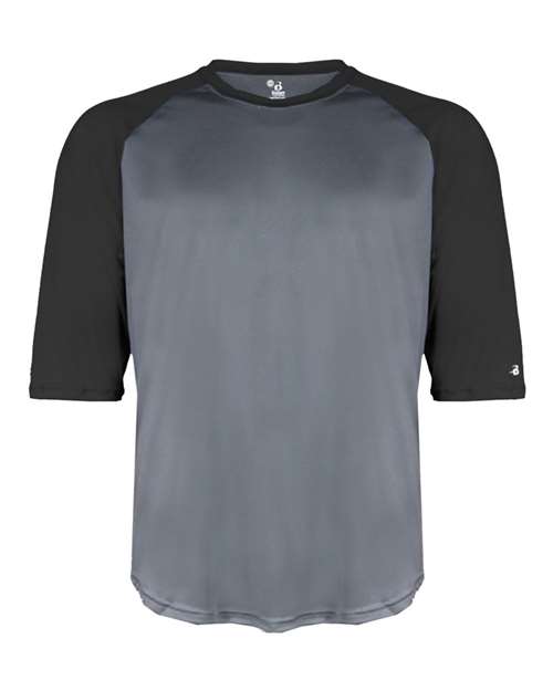 Badger Youth B-Core Three-Quarter Sleeve Baseball T-Shirt - Graphite/ Black