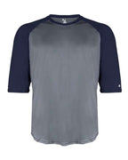 Badger Youth B-Core Three-Quarter Sleeve Baseball T-Shirt - Graphite/ Navy