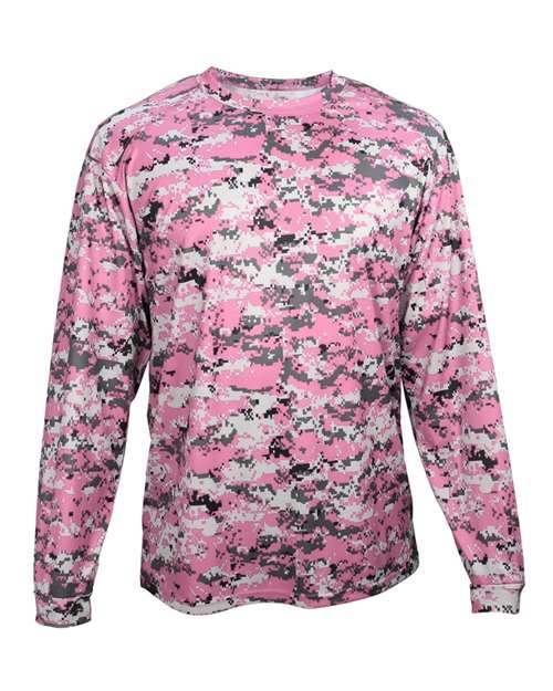 Badger Men's Digital Camo Long Sleeve T-Shirt (Part 1 of 2) - Pink Digital
