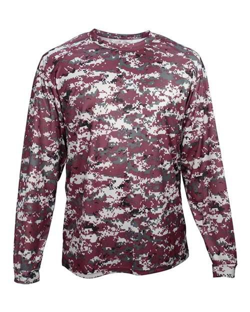 Badger Men's Digital Camo Long Sleeve T-Shirt (Part 1 of 2) - Maroon Digital