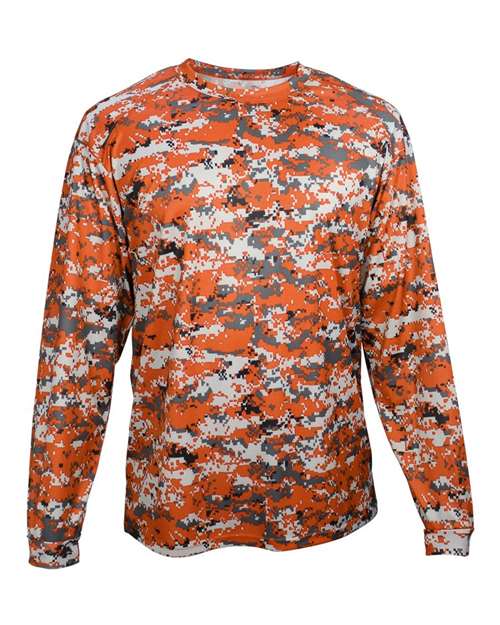 Badger Men's Digital Camo Long Sleeve T-Shirt (Part 1 of 2) - Burnt Orange Digital