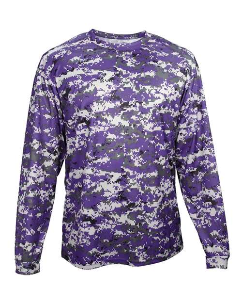 Badger Men's Digital Camo Long Sleeve T-Shirt (Part 1 of 2) - Purple Digital