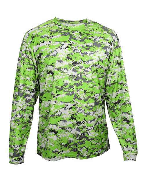 Badger Men's Digital Camo Long Sleeve T-Shirt (Part 1 of 2) - Lime Digital