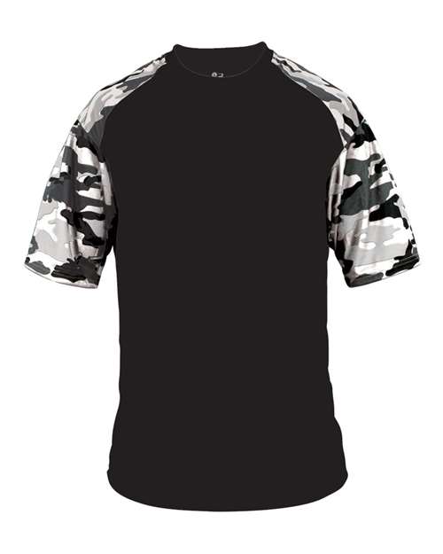 Badger Youth Camo Sport T-Shirt - Black/ White Camo
