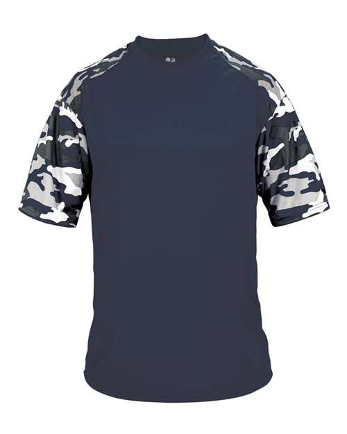 Badger Youth Camo Sport T-Shirt - Navy/ Navy Camo