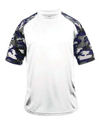 Badger Youth Camo Sport T-Shirt - White/ Navy Camo