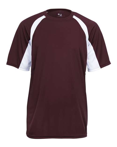 Badger Youth B-Core Hook T-Shirt - Maroon/ White