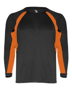 Badger Youth B-Core Hook Long Sleeve T-Shirt - Black/ Burnt Orange