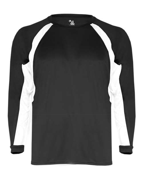 Badger Youth B-Core Hook Long Sleeve T-Shirt - Black/ White